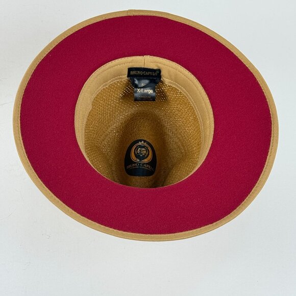 Bruno Capelo  Mens 7.5" 75/8 Straw Amish Hat X-Large Tan & Red Farmer Style - Picture 6 of 12